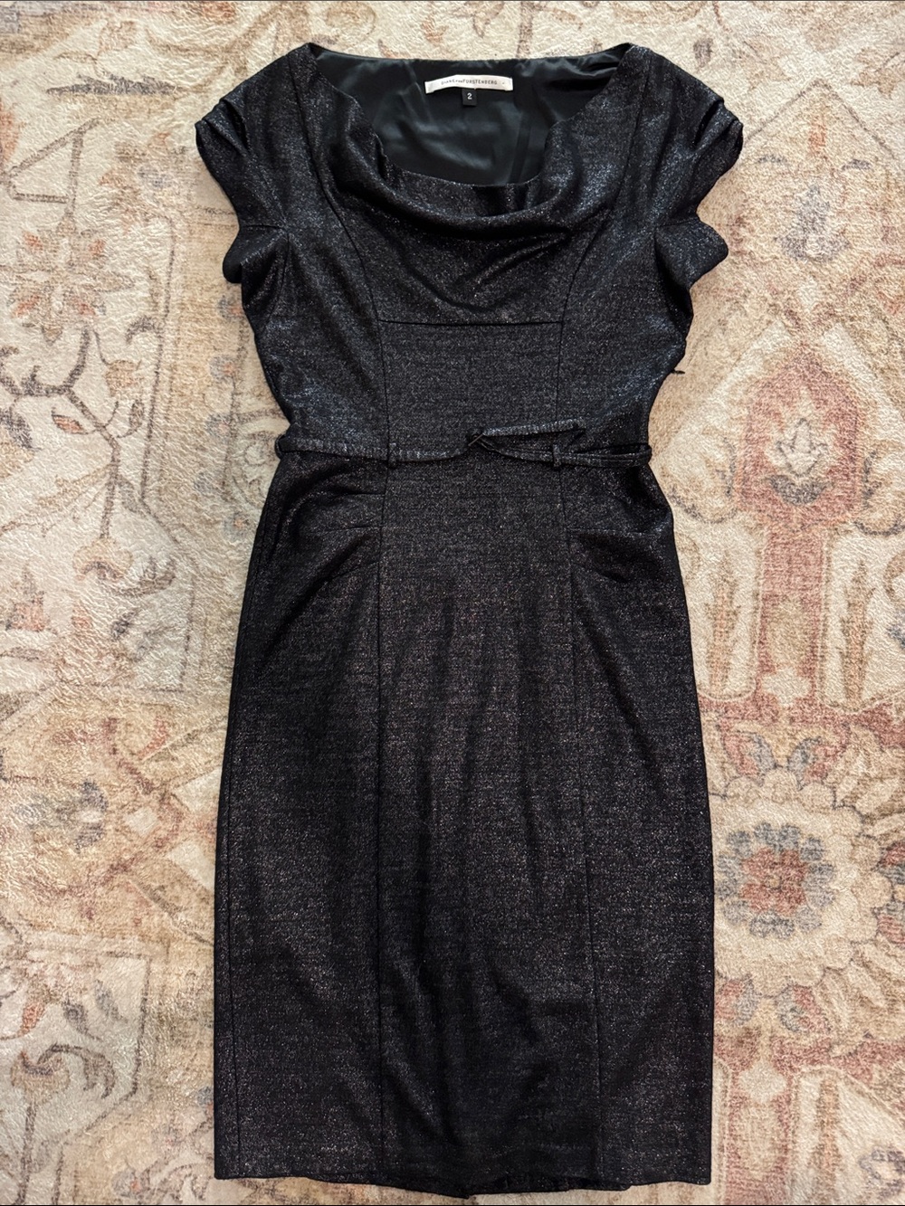 Diane von Furstenberg Black Lurex Wool Blend Ellen Marie Dress